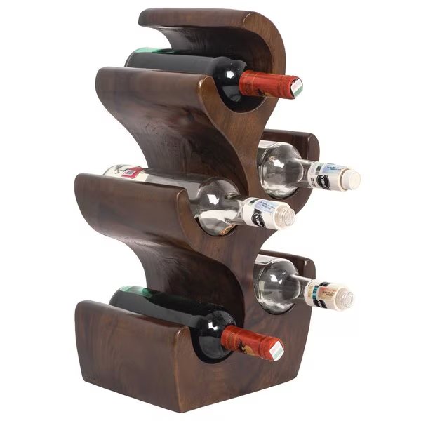 Monkey Pod Tree Shaped Five Wine Bottle Holder for Entryway, Dining, and Living Room, Vintiquewise, Mfr#: QI004426